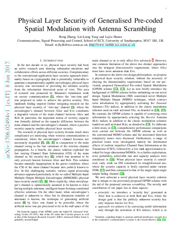 (PDF) Physical Layer Security of Generalised Pre-coded Spatial ...