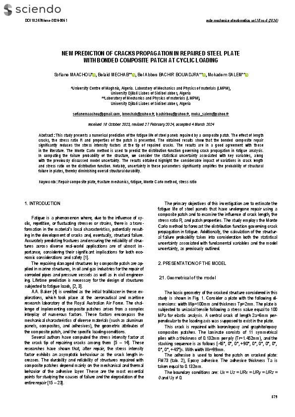 (PDF) New Prediction Of Cracks Propagation In Repaired Steel Plate With ...