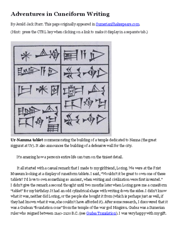(PDF) Adventures in Cuneiform Writing
