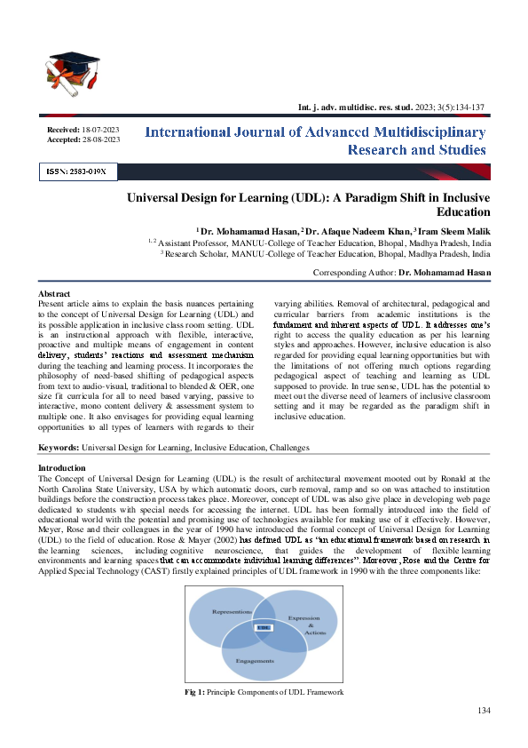 (PDF) Universal Design for Learning (UDL): A Paradigm Shift in ...