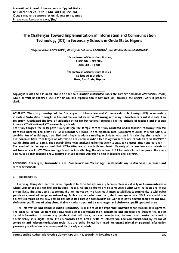 (PDF) The Challenges Toward Implementation of Information and ...