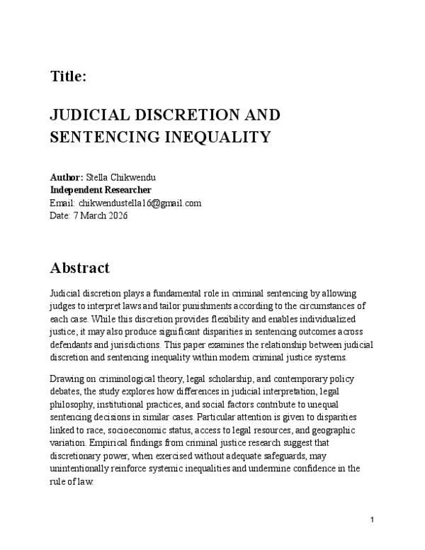 (PDF) JUDICIAL DISCRETION AND SENTENCING INEQUALITY