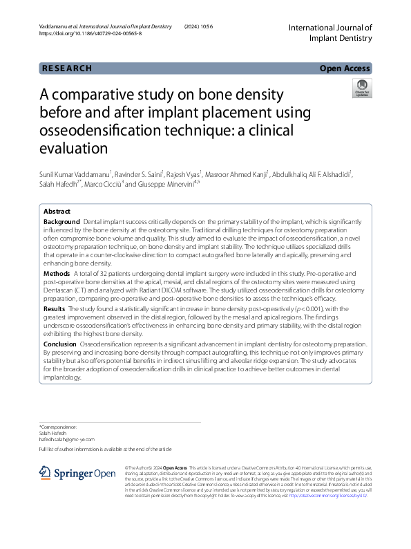 (PDF) A comparative study on bone density before and after implant ...