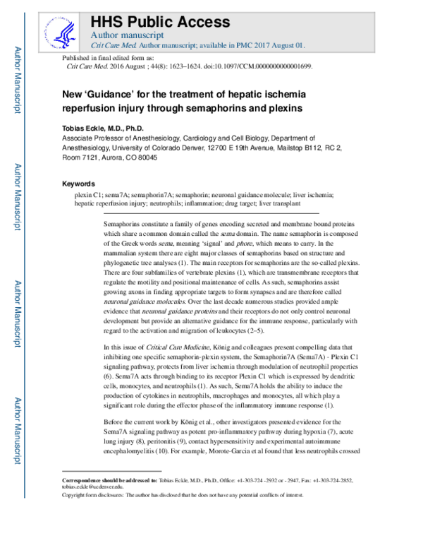 (PDF) New “Guidance” for the Treatment of Hepatic Ischemia Reperfusion ...