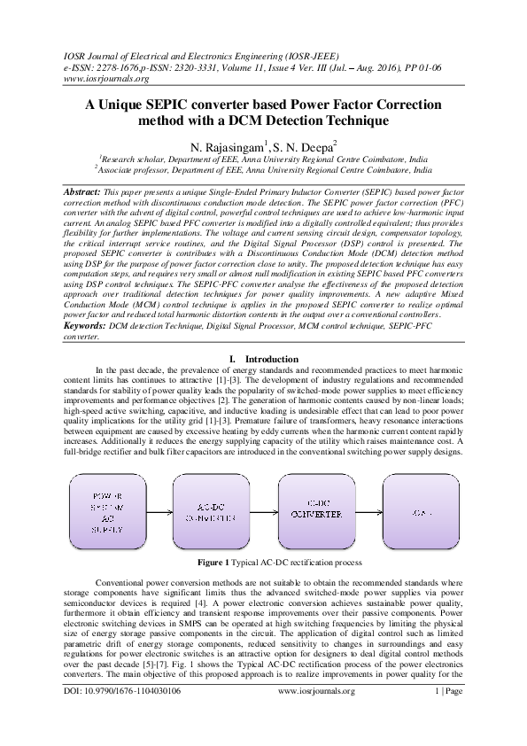 (PDF) A Unique SEPIC converter based Power Factor Correction method ...