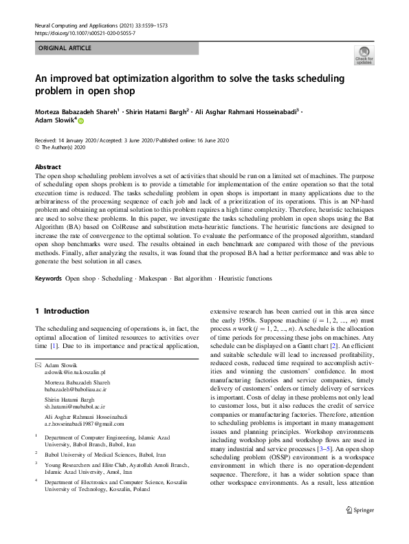 (PDF) An improved bat optimization algorithm to solve the tasks ...