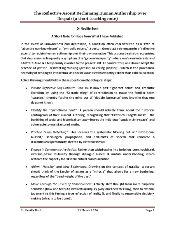 (PDF) The Reflective Ascent. Reclaiming Human Authorship over Despair