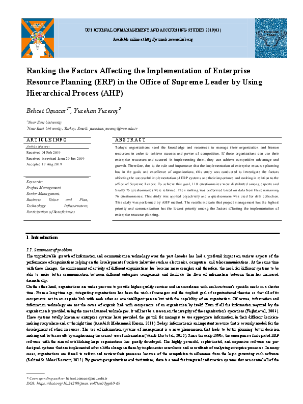 (PDF) Ranking the Factors Affecting the Implementation of Enterprise ...