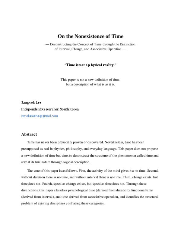 (PDF) On the Nonexistence of Time