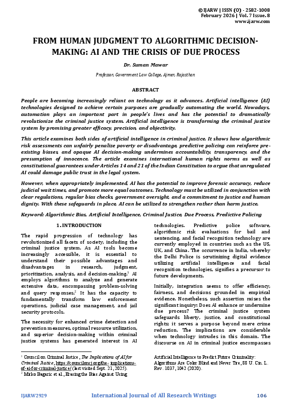 (PDF) FROM HUMAN JUDGMENT TO ALGORITHMIC DECISION-MAKING: AI AND THE ...