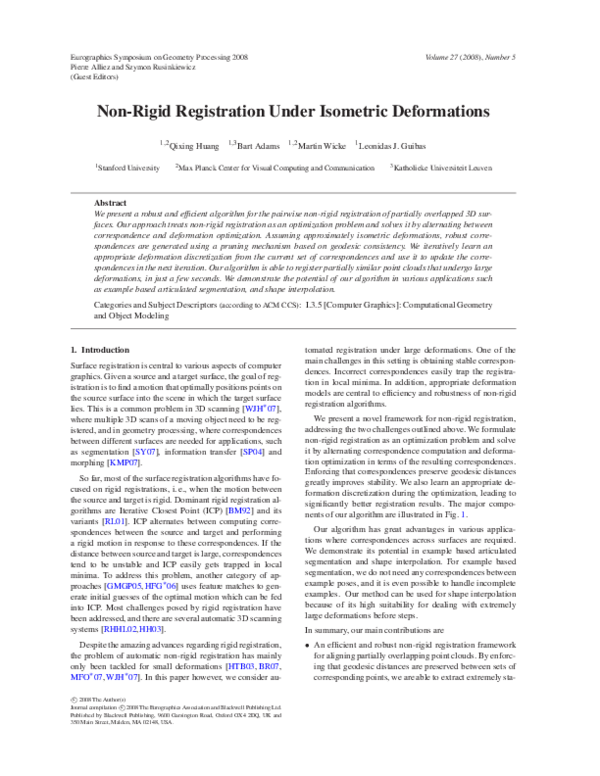 (PDF) Non-Rigid Registration Under Isometric Deformations