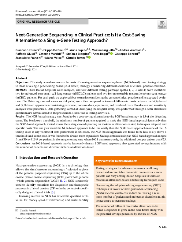 (PDF) Next-Generation Sequencing in Clinical Practice: Is It a Cost ...
