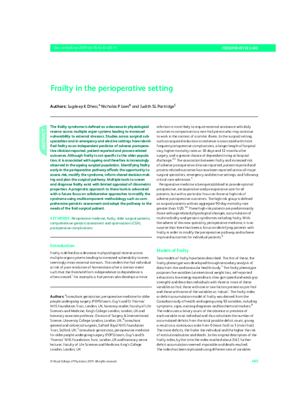 (PDF) Frailty in the perioperative setting