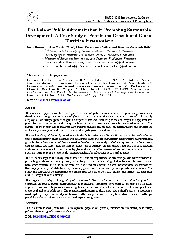 (PDF) The Role of Public Administration in Promoting Sustainable ...