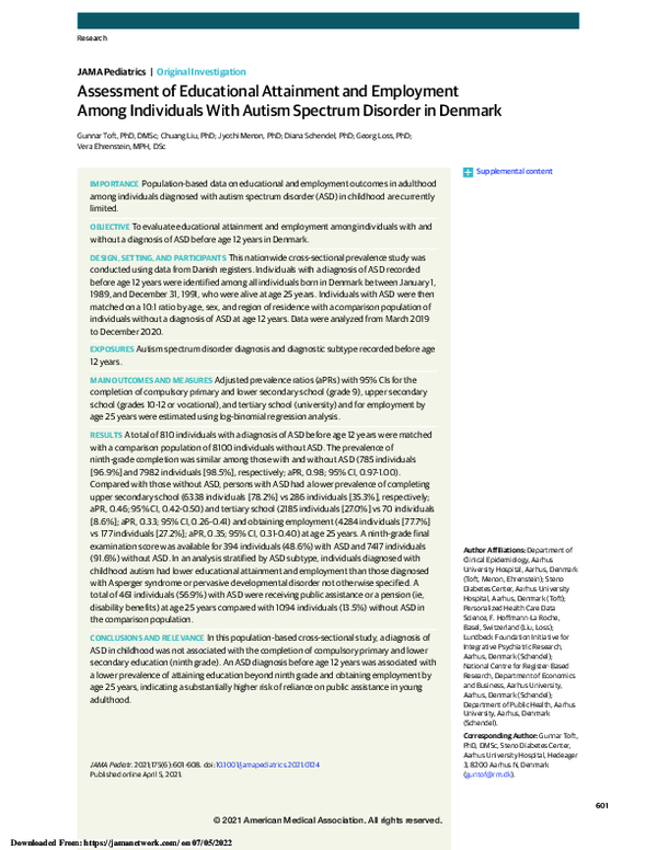 (PDF) Assessment of Educational Attainment and Employment Among ...