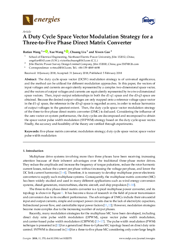 (PDF) A Duty Cycle Space Vector Modulation Strategy for a Three-to-Five ...