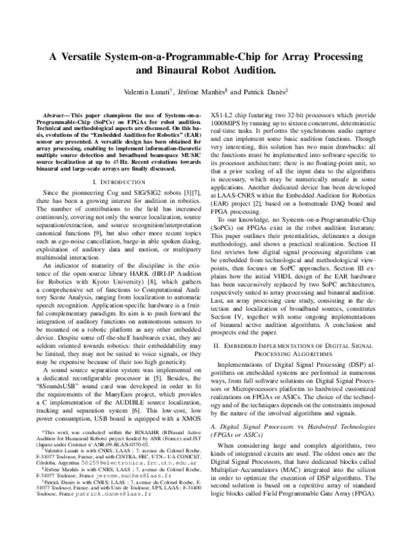 (PDF) A versatile System-on-a-Programmable-Chip for array processing ...