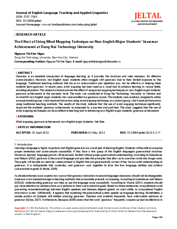 (PDF) The Effect of Using Mind Mapping Technique on Non-English Major ...