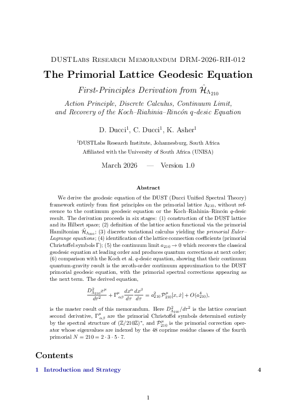 (PDF) The Primorial Lattice Geodesic Equation First-Principles ...