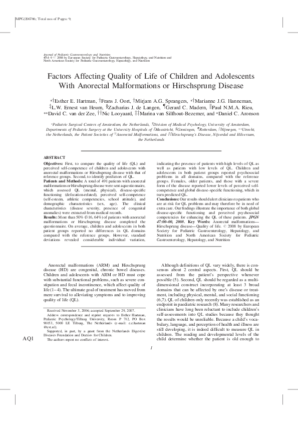 (PDF) Factors Affecting Quality of Life of Children and Adolescents ...