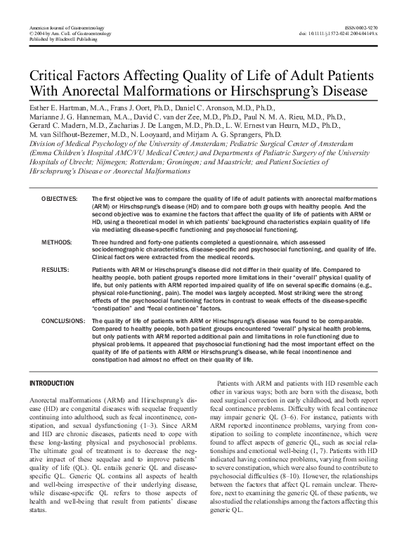 (PDF) Critical Factors Affecting Quality of Life of Adult Patients With ...