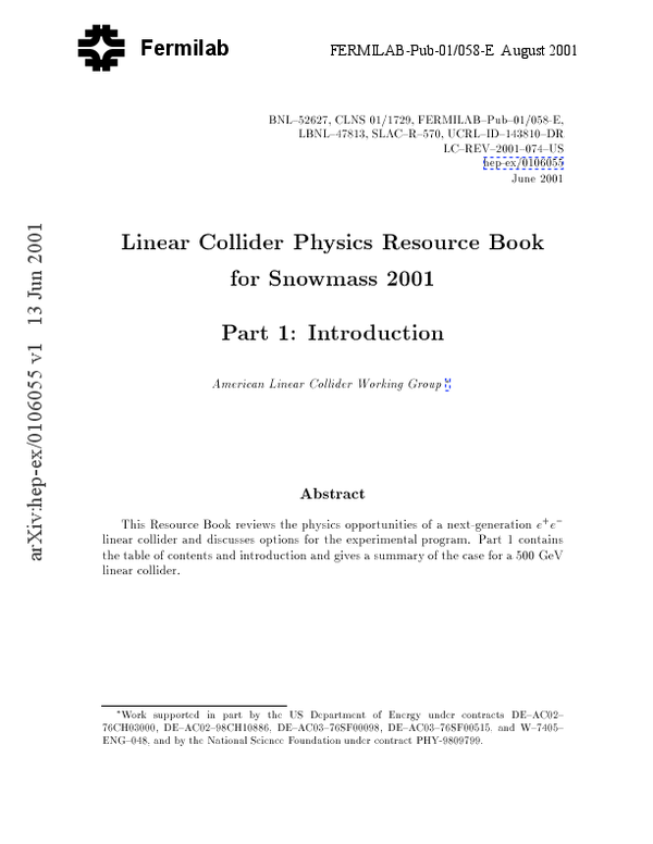 (PDF) Linear Collider Physics Resource Book for Snowmass 2001 - Part 3 ...