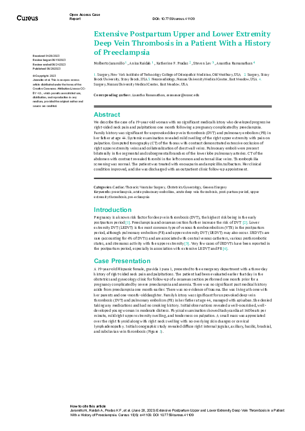 (PDF) Extensive Postpartum Upper and Lower Extremity Deep Vein ...