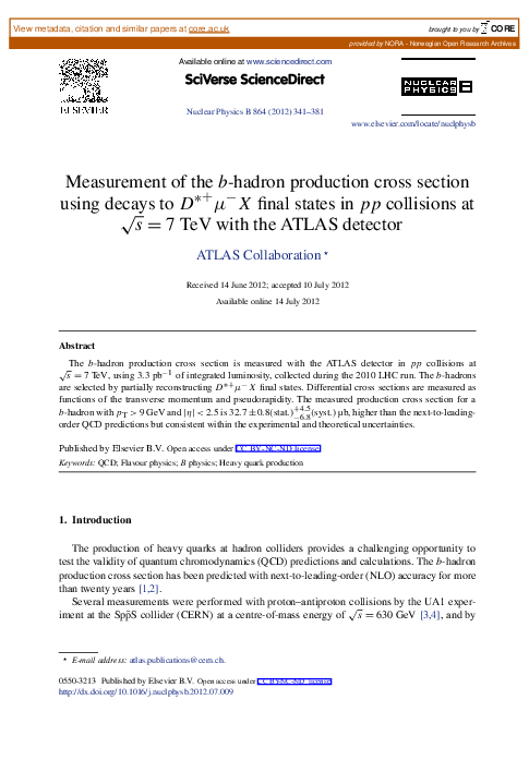 (PDF) Measurement of the b-hadron production cross section using decays ...