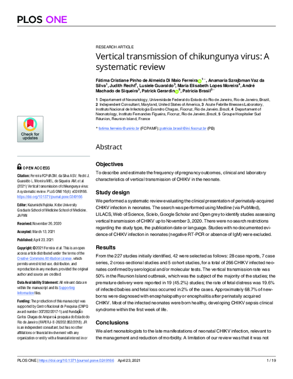 (PDF) Vertical transmission of chikungunya virus: A systematic review