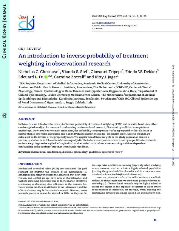 (PDF) An introduction to inverse probability of treatment weighting in ...