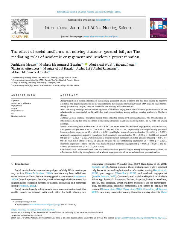 (PDF) The effect of social media use on nursing students' general ...
