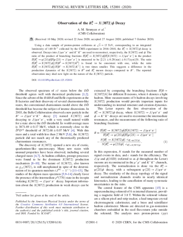 (PDF) Observation of the B s 0