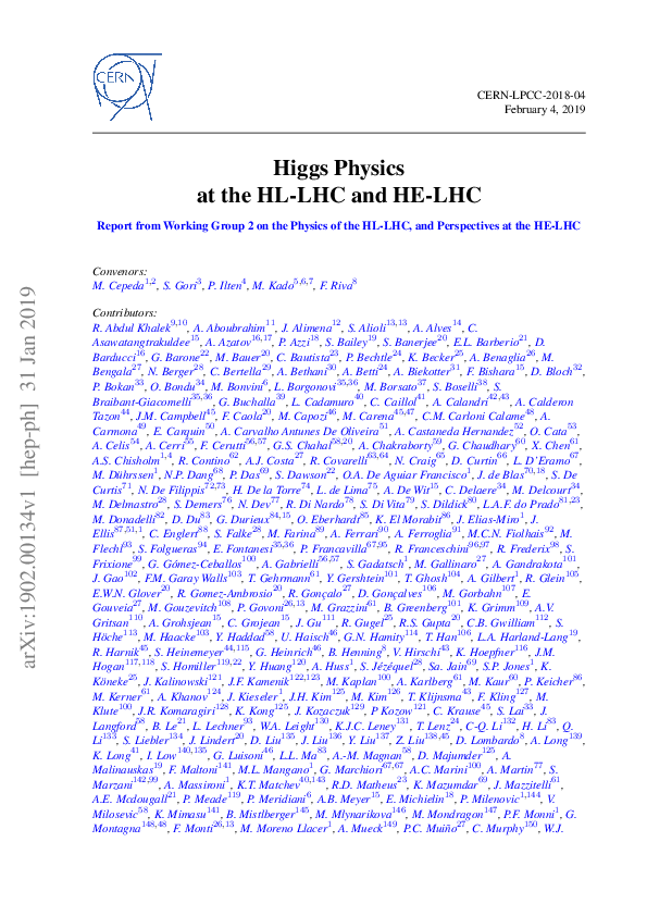 (PDF) Higgs Physics at the HL-LHC and HE-LHC