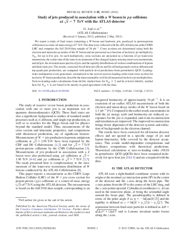 (PDF) Study of jets produced in association with a W boson in p