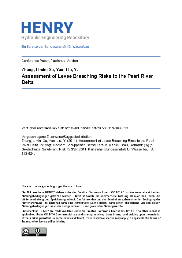 (PDF) Assessment of Levee Breaching Risks to the Pearl River Delta
