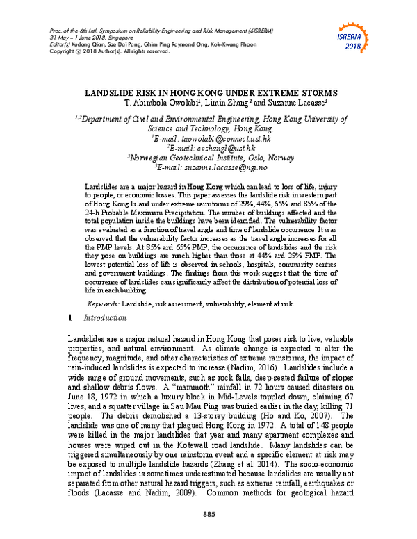 (PDF) Landslide Risk in Hong Kong under Extreme Storms