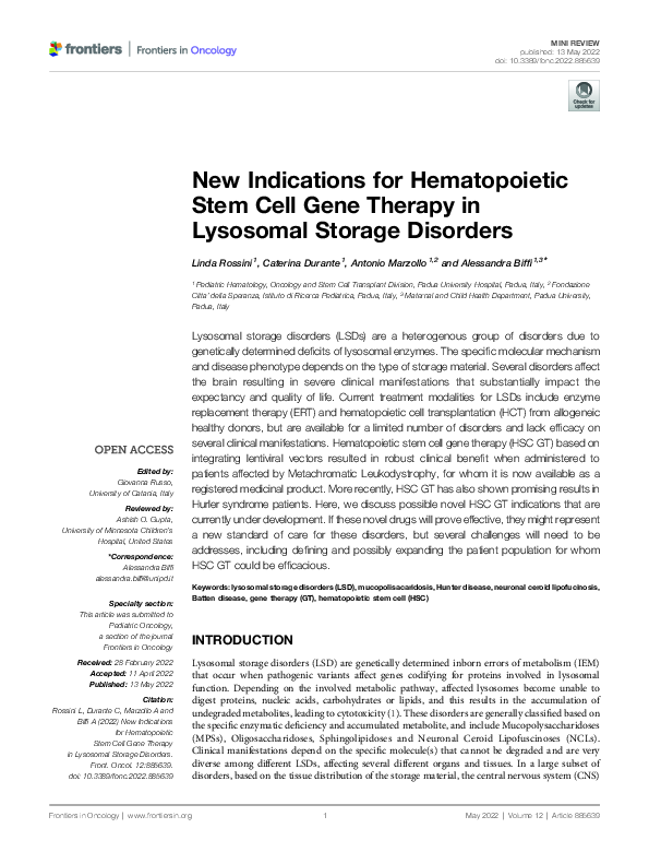 (PDF) New Indications for Hematopoietic Stem Cell Gene Therapy in ...