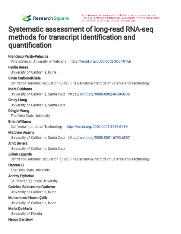 (PDF) Systematic assessment of long-read RNA-seq methods for transcript ...