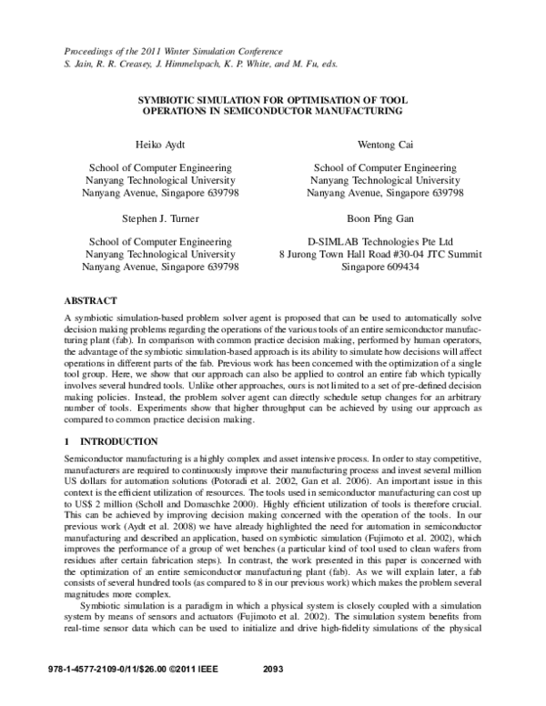 (PDF) Symbiotic simulation for optimisation of tool operations in ...