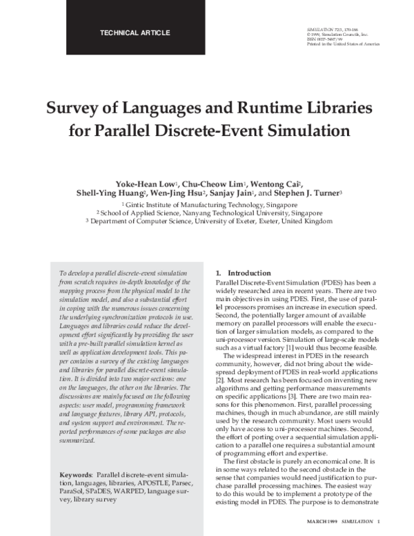 (PDF) Survey of Languages and Runtime Libraries for Parallel Discrete ...