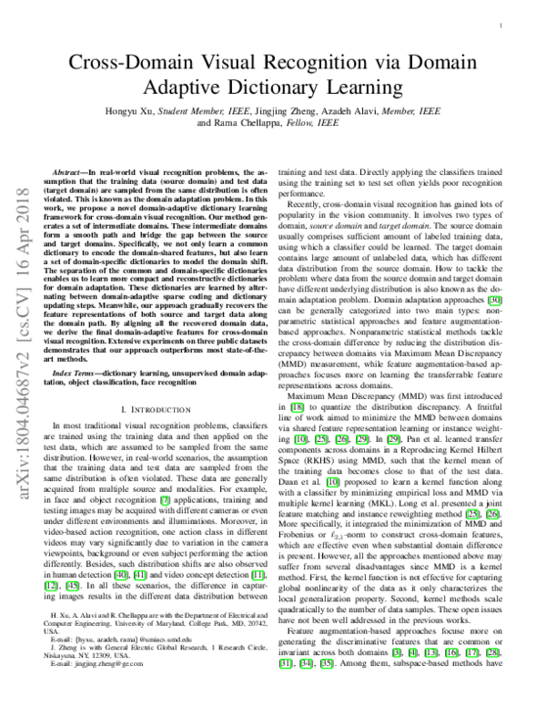 (PDF) Cross-Domain Visual Recognition via Domain Adaptive Dictionary ...