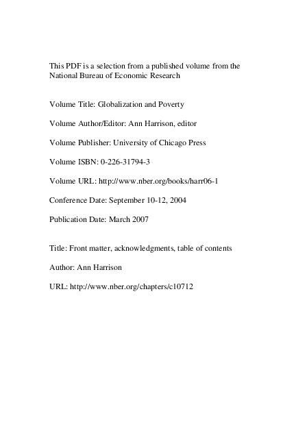 (PDF) Front matter, acknowledgments, table of contents
