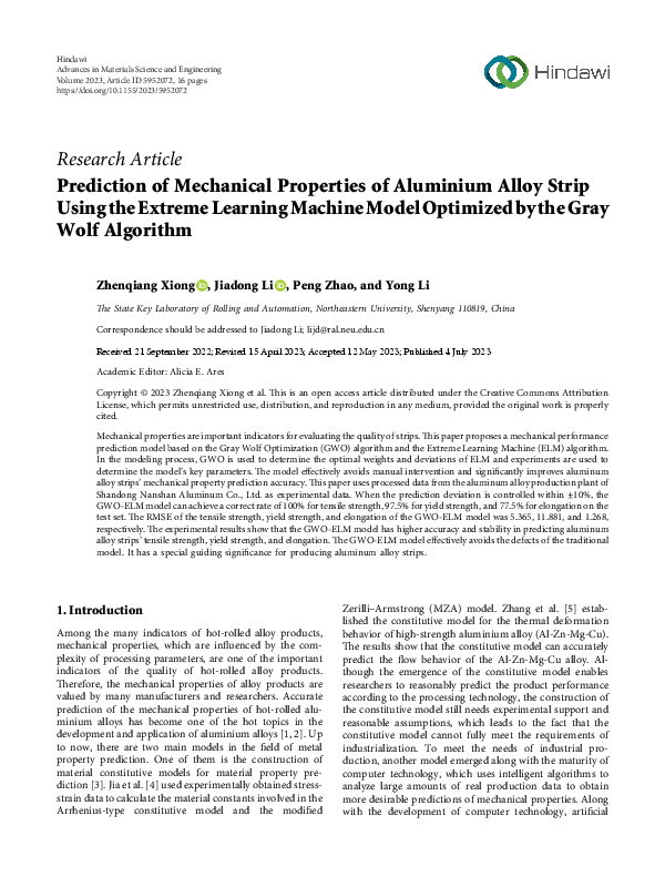 (PDF) Prediction of Mechanical Properties of Aluminium Alloy Strip ...