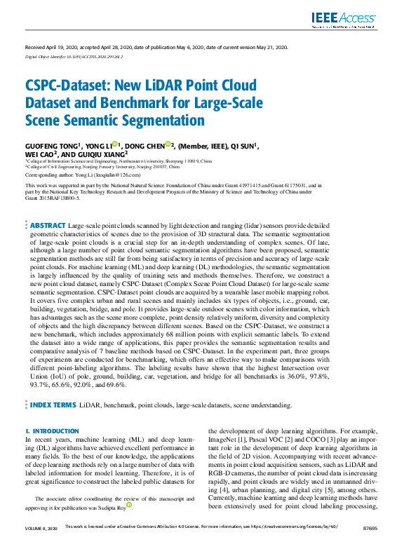(PDF) CSPC-Dataset: New LiDAR Point Cloud Dataset and Benchmark for ...