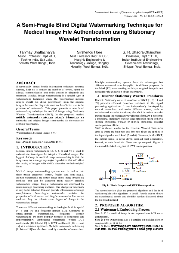 (PDF) A Semi-Fragile Blind Digital Watermarking Technique for Medical ...