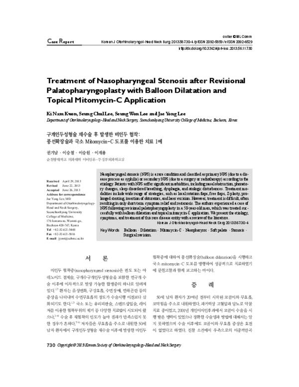 (PDF) Treatment of Nasopharyngeal Stenosis after Revisional ...