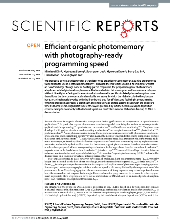 (PDF) Efficient organic photomemory with photography-ready programming ...