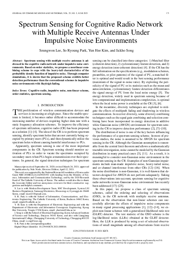 (PDF) Spectrum sensing for cognitive radio network with multiple ...