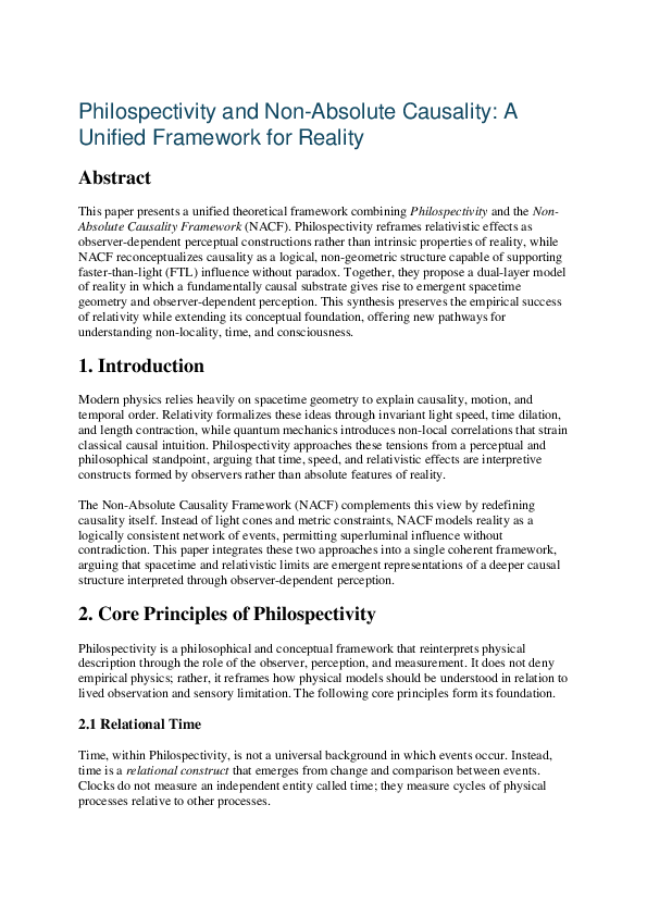 (PDF) Philospectivity and Non-Absolute Causality: A Unified Framework ...