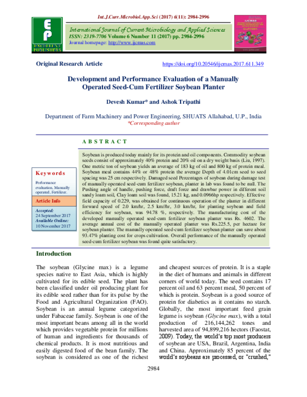 (PDF) Development and Performance Evaluation of a Manually Operated ...